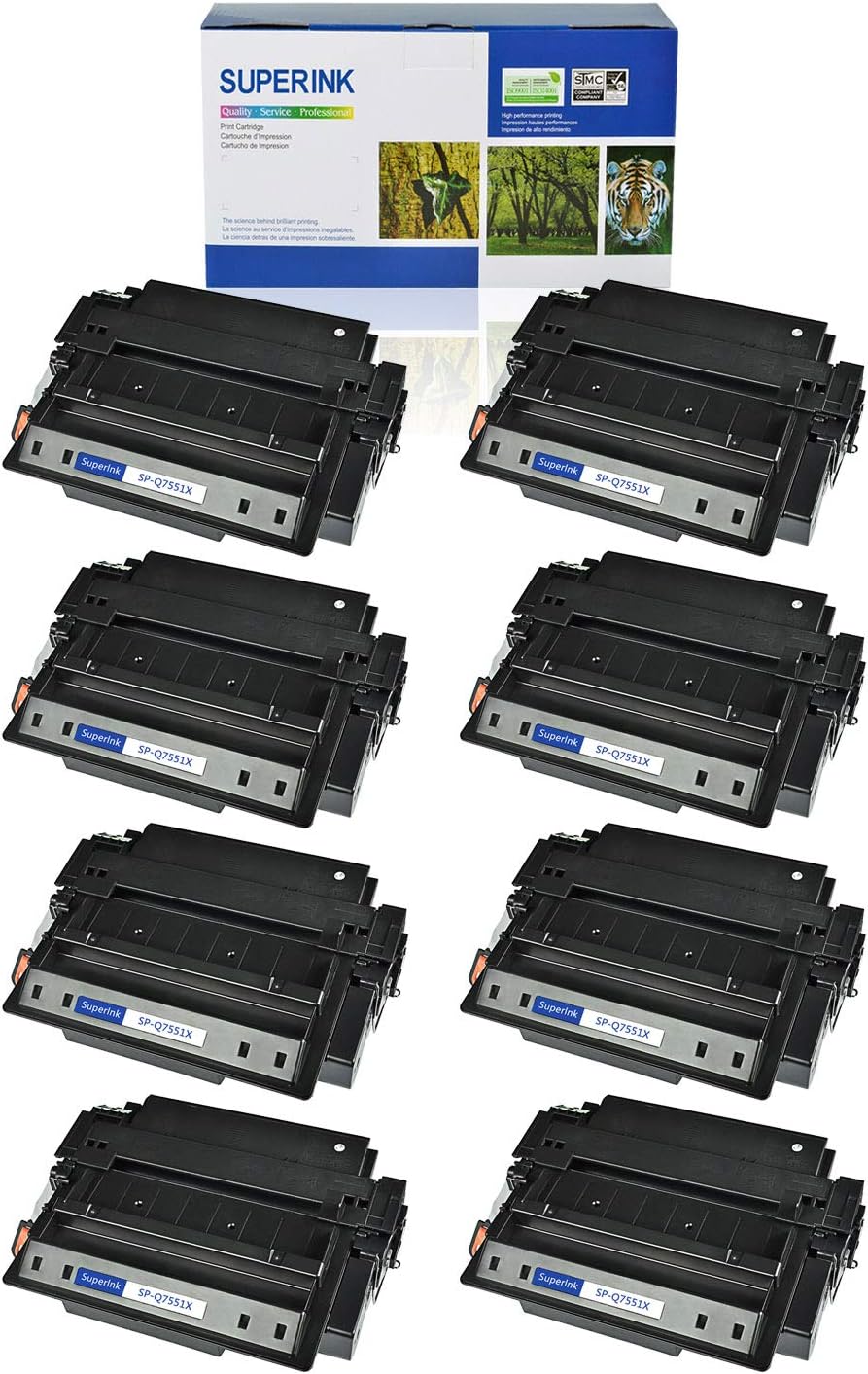 SuperInk Compatible Toner Cartridge Replacement for HP 51X Q7551X (Black, 8-Pack)