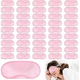 Aneco 50 Pieces Blindfold Sleep Mask Bulk Eye Mask Shade Cover with Nose Pad and Adjustable Strap for Travel Sleep Game Party Supplies, Light Pink