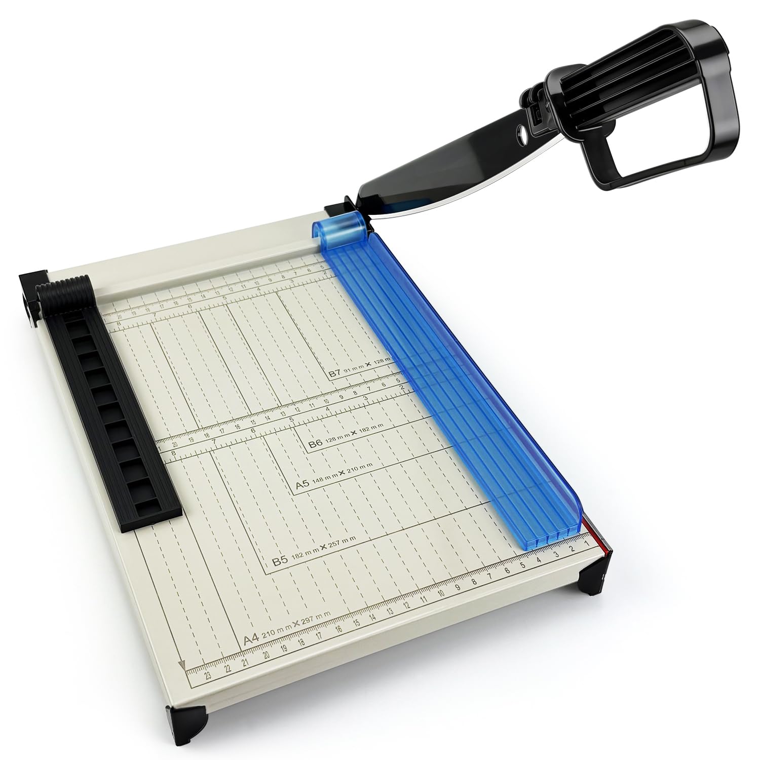 Guillotine Trimmer, Paper Cutting Board with 10 Sheet Capacity Paper, Heavy Duty Metal Base Paper Slicer with Safety Guard for Cardstock Paper Crafts & Photo