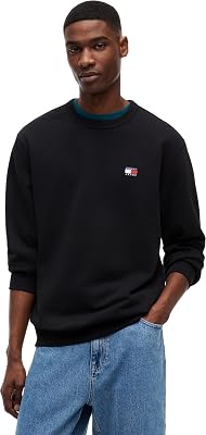 TJM Reg Badge Crew Ext DM0DM21921 Pull Sweat-Shirt, Noir (Noir), XXL