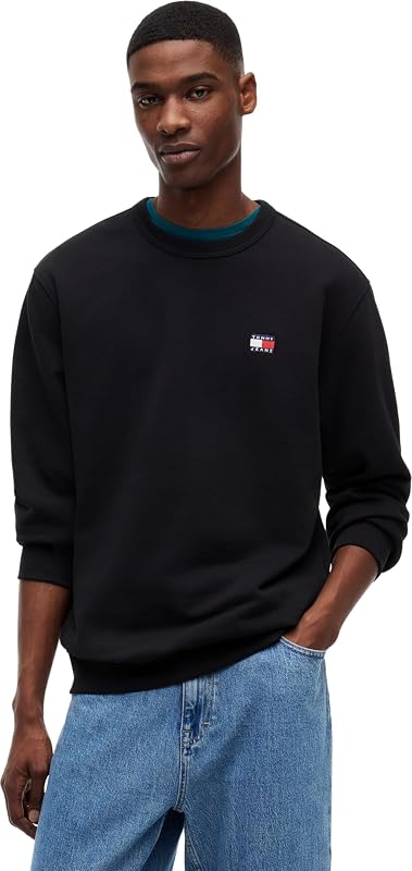 TJM Reg Badge Crew Ext DM0DM21921 Pull Sweat-Shirt, Noir (Noir), XXL