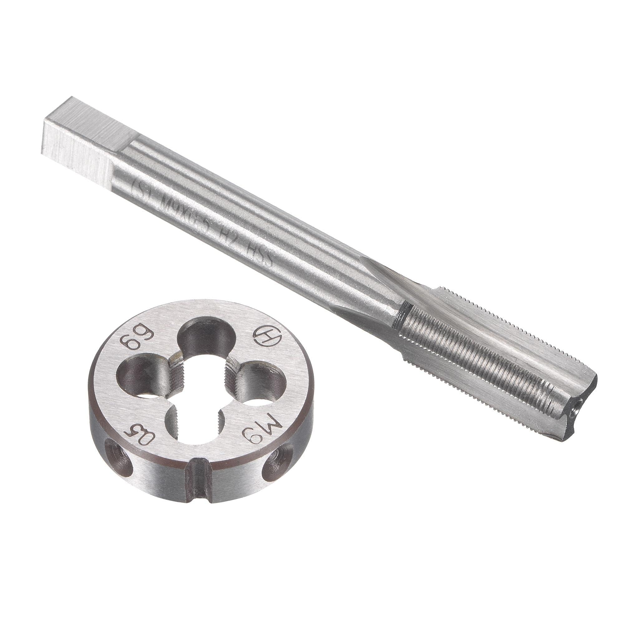 TOP-VIGOR M9 x 0.5mm Metric Tap and Die Set, Machine Thread Screw Tap with Round Threading Die, Heavy Duty Tap & Die Kit for DIY, Repair, Cutting External and Internal Thread