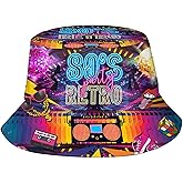 Fashion Retro 80s 90s Bucket Hat for Men Women Funny Summer Beach Fishing Hat Packable Outdoor Sun Fisherman Hat…