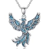Dorunmo Hummingbird/Horse/Phoenix/Horse/Cow Skull Necklace 925 Sterling Silver Turquoise Pendant Animal Jewelry Gifts for Women