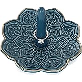 VINCOMIC Mandala Ring Holder,Decorative Jewelry Holder,Birthday Christmas Thanksgiving Day Engagement Wedding Gifts for Women,Ceramic Navy Blue