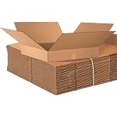 Box USA 24244 Flat Corrugated Cardboard Box 24" L x 24" W x 4" H, Kraft, for Shipping, Packing and Moving (Pack of 10)