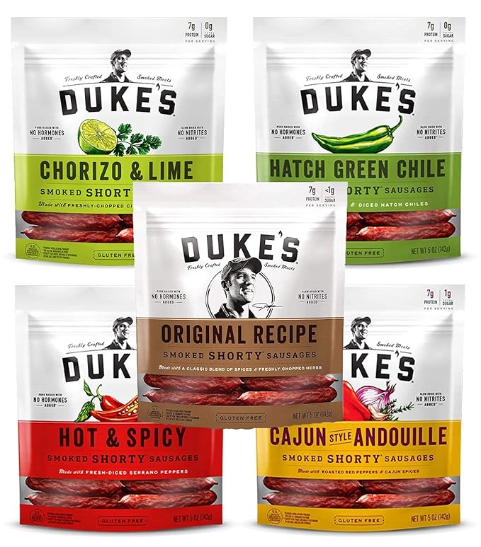 Dukes Shorty Sausages, Smoked Sticks Variety Pack of 5 (5 ounces ea