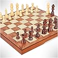 FanVince Chess Set 15" Wooden Board Game - Wood Sets with 2 Storage Bags and 2 Extra Queens - Gifts Box for Men Dad