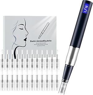 Microneedling Pen mit LCD-Display,Dermapen,5-stufige Geschwindigkeitsregelung,Micro Needling Set,enthält 24 Nadeln,Derma Pen für Microneedling，Professioneller Elektrischer Dermapen