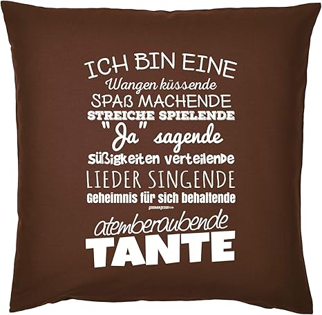 Tante Spruche Kissen Deko Kissen Tante Geschenk Idee Tante Neffe Nichte Ich Bin Eine Wangen Kussende Atemberaubende Tante Kissen Ohne Fullung Farbe Braun Amazon De Kuche Haushalt