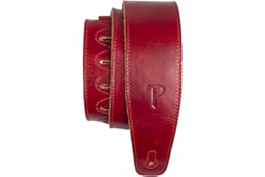 P PERRI'S LEATHERS LTD. Perri's Leathers, Leather Guitar Strap with Super Soft Suede Backing, Cherry Red, Anti-Slip, Classic, Suitable for Each Level, Adjustable from 41" to 56" Inch, Compatible with All Button Lock Systems