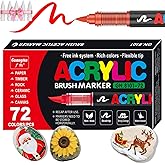 KsopiaVobs 72 Color Paint Pens, Soft Brush Tip Acrylic Markers, Quick-Drying Waterproof for Canvas, Rock, Wood, Stone, Glass, Ceramic, Fabric Painting, DIY Crafts