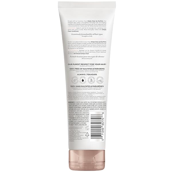 L’OREAL PARIS EVERPURE SULFATE FREE SIMPLY CLEAN SHAMPOO, HYDRATING HAIR CARE WITH ROSEMARY ESSENTIAL OILS, 8.5 FL OZ