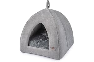 Best Pet Supplies Dog House Bed Crate Mat Tent Indoor Round Soft Plush for Small, Medium, and Large Breeds - Gray, 16 x 16 x H:16"