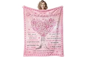 Quilazy Granddaughter Gifts from Grandma Blanket, Gift for Granddaughter, Christmas/Valentines/Mothers Day/Graduation/Birthday Gifts for Granddaughters Girls, to My Granddaughters Blanket 60" X 50"
