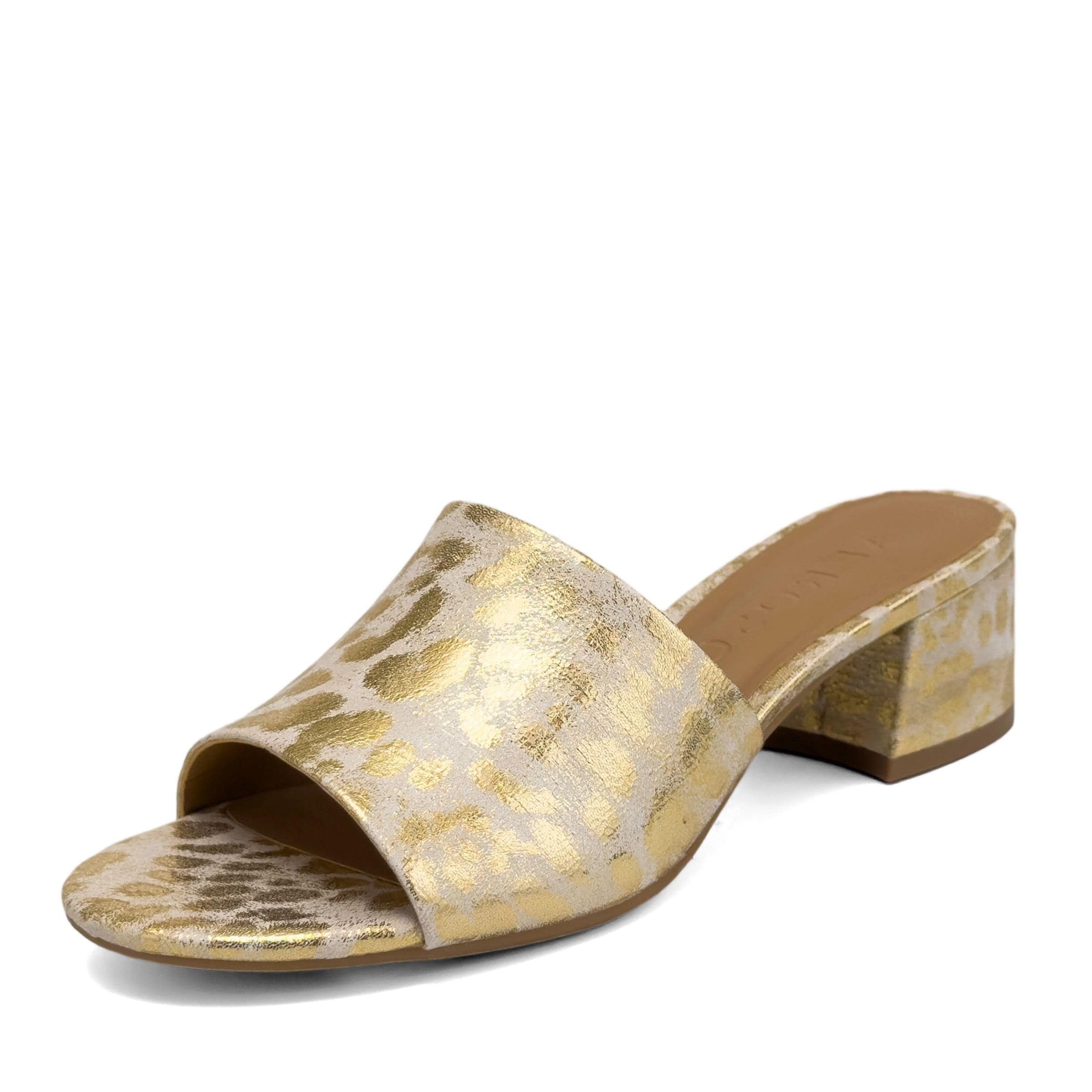 Aerosoles Women’s COMO Block Heeled Slide Sandal, Soft Gold Metallic Leopard, 5.5M