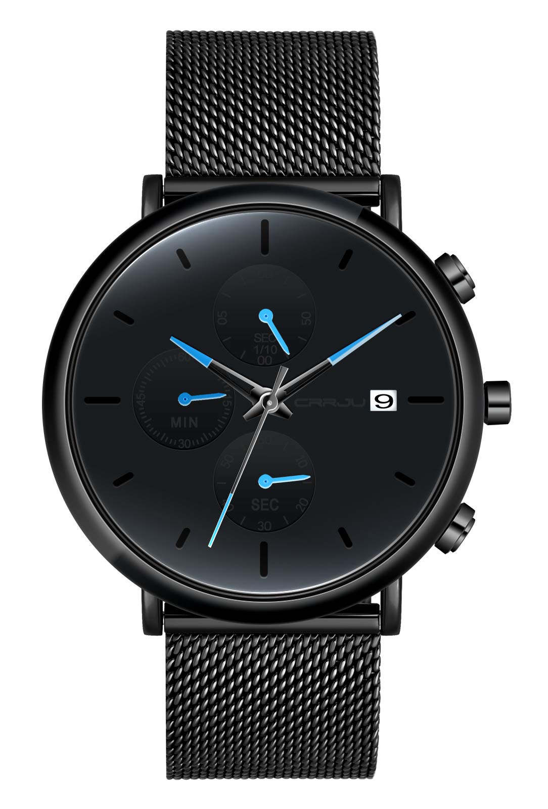 MicLee Men's Wrist Watches, Men's Boy's Quartz Watch, Multi-Function Business Watch, Student Casual Watch, with Calendar, Alloy Watch, Mineral Glass dial Window, Stainless Steel mesh Band