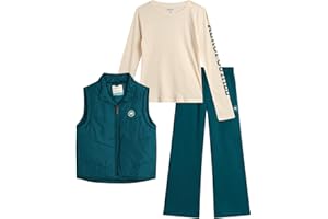 AEROPOSTALE Girls Joggers Set - 3 Piece Puffer Vest, Pullover Hoodie and Cargo Jogger Sweatpants for Girls (Sizes: 4-16)