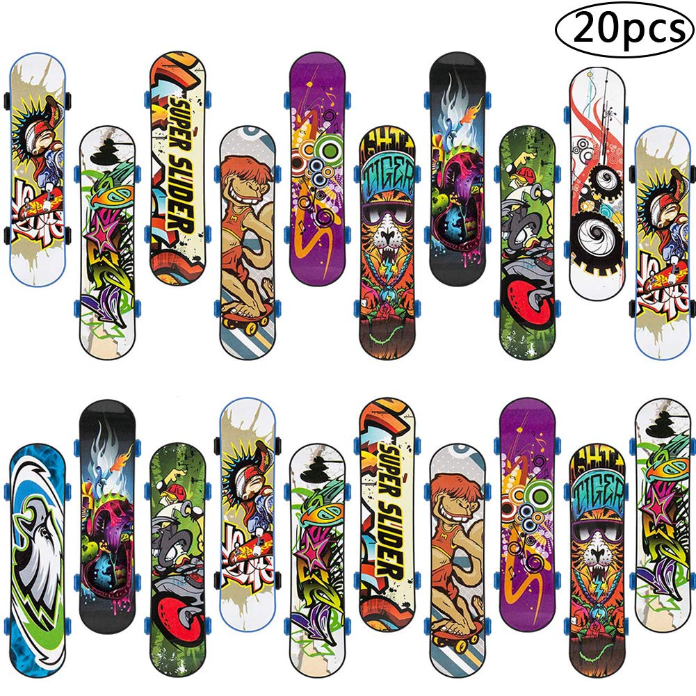 BETOY Finger Skateboards, 20PCS Mini Skateboards Fingerboards Skateboard Mini Plastic Skateboards Deck Truck for Kids Birthday Gift Party Favors Random Pattern