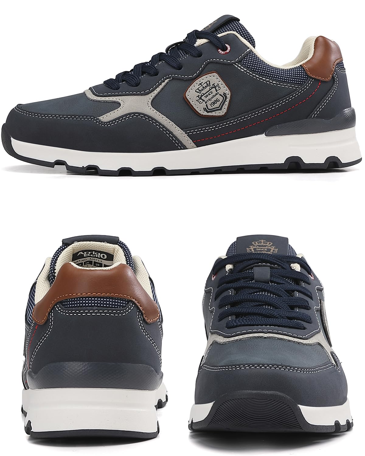 ARRIGO BELLO Schuhe Herren Sneaker Leather Freizeitschuhe Business Walkingschuhe Atmungsaktive Sportschuhe Größe 41-46 (A4 Blau, Größe_45) 4