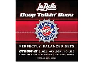 La Bella 0760M-B Deep Talkin' 1954 Original Vintage Stainless Steel Flat Wound, Bass Guitar String 52-128T