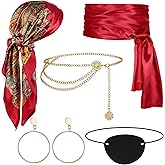 Draupnir Women Pirate Costume Accessories: Pirate Head Scarf, Sash, Belt, Eye Patch, Earring, Dress Accessories for Women Men