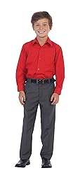 Gioberti Boys Long Sleeve Solid Dress Shirt, Red, 5
