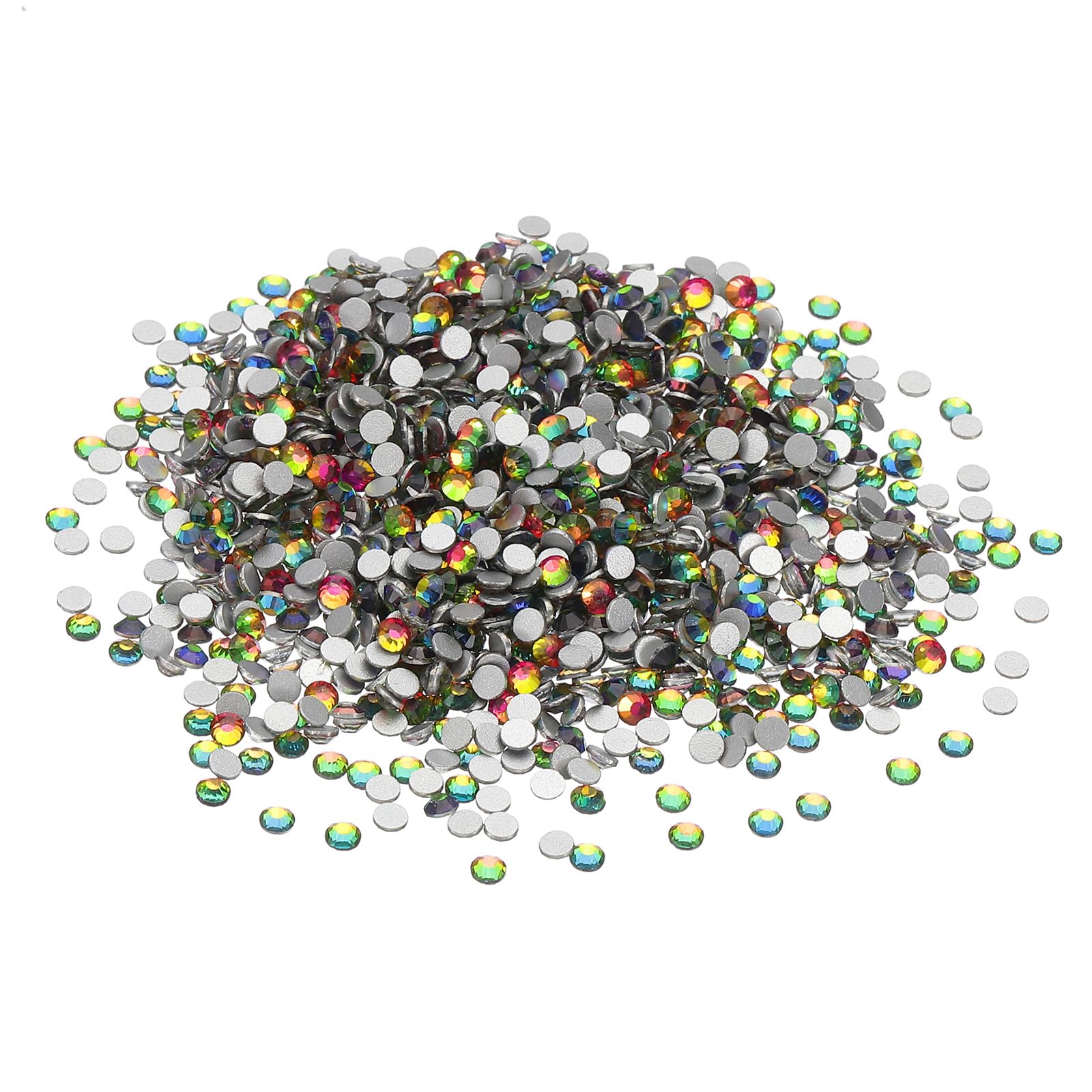 PATIKIL SS12/1440Pcs Glass Diamante Rhinestone, Crystal Glass Flat Back Rhinestones Round Crystal Man Made Gems Diamond Decor for Nail Art Craft Clothes DIY Makeup, Rainbow Color