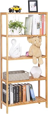 SONGMICS Bamboo 5-Tier Adjustable Storage Shelf 132 cm Natural view 7