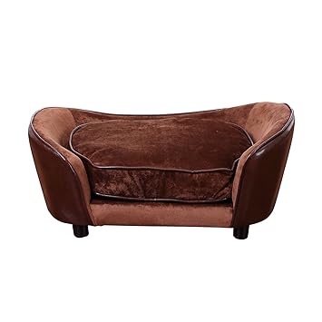 Pawhut Luxury Pet Sofa Dog Bed Chair Puppy Cat Kitten Soft Mat Home Indoor Couch House W Cushion Coffee Large