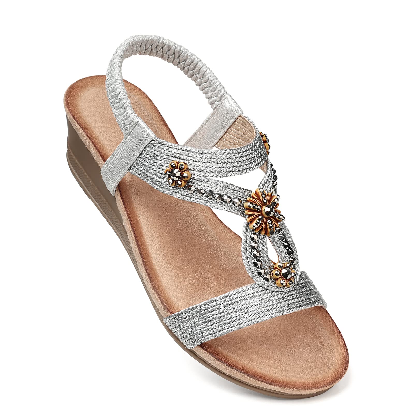 SHIBEVER Womens Wedge Sandals Summer Low Heeled