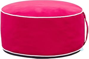 QILLOWAY Indoor/Outdoor Inflatable Stool,Round Ottoman,All Weather Foot Rest for Camping or Home,Red