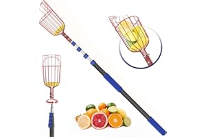 SKGPOLE 26FT Reach Fruit Picker, 5-20 Foot Sturdy Aluminum Telescoping Fruit Picker Extension Pole with Metal Twist-on Basket, Suit for Apple Pear Lemon Mango Guava Orange Avocados Tree Fruit Picking