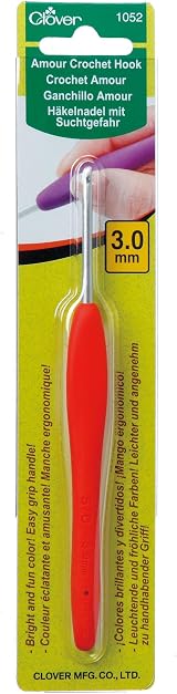 Clover Amour Crochet Hook 3.0mm Easy Grip Bright Colour