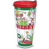 Tervis Peanuts - Christmas Holiday Be Merry Made in USA Double Walled Insulated Tumbler Travel Cup Keeps Drinks Cold & Hot, 24oz, Classic