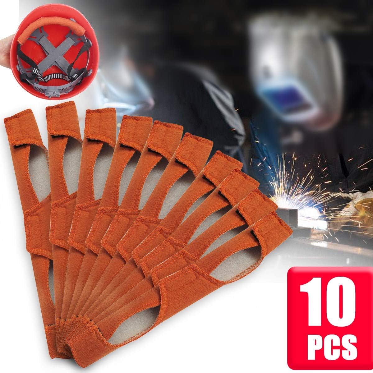 TOPWA 10PCS Sweatband welding Brown Sweatband Hard Hat Headbands for Welding Helmets,Cycle Ricing,Hard Hat 25x9.5cm - Image 3