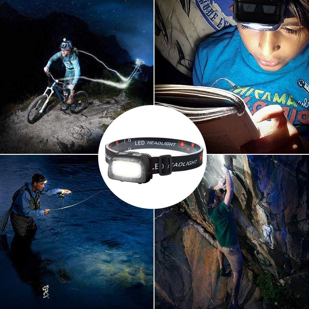 Headlamp Flashlight LED Headlamp Battery Operated Head Lamp with White/Red/Green Light 6 Modes Headlamps Adjustable Strap Perfect Head Light for Camping Hiking Running & More - - 