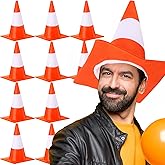 Jiuguva 10 Pack Halloween Orange Traffic Cone Hat Bulk Funny Unisex Dunce Hat Gift for Traffic Cone Accessory Headwear Halloween Christmas Role Playing Party Decoration