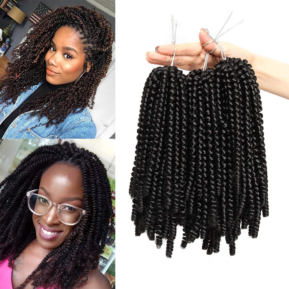 8" Spring Twist Hair for Braiding 3packs/Lot #Naure Black Afro Crochet Hair Extensions Twists Braids Synthetic Hairpiece