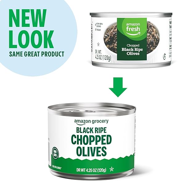 AMAZON GROCERY, BLACK RIPE CHOPPED OLIVES, 4.25 OZ