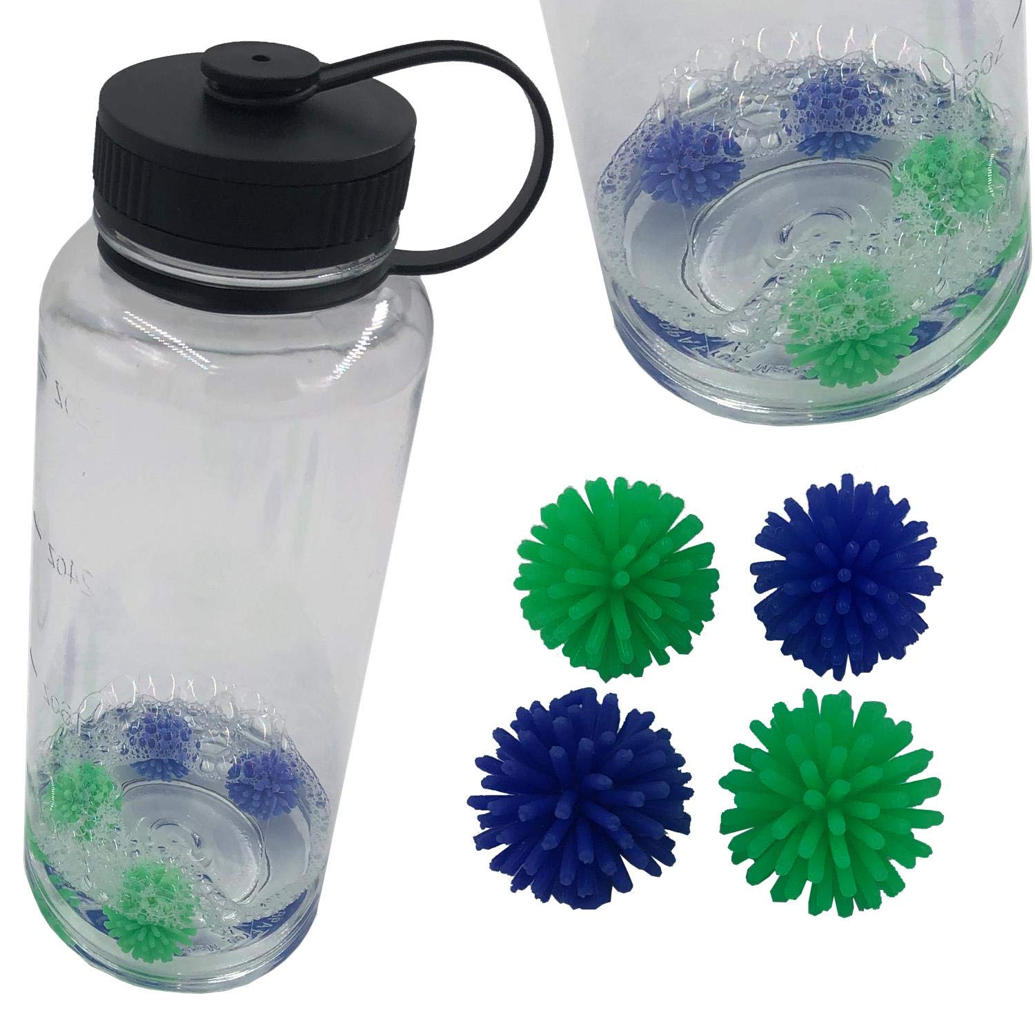 Keyfit Tools BrushBalls (4 pk X2) 8 Total Water Bottle Cleaning Brush Balls Reusable for Sports Drinks & Protein Shakes Cycling Fitness Sports Gym Hiking & Coffee Thermos