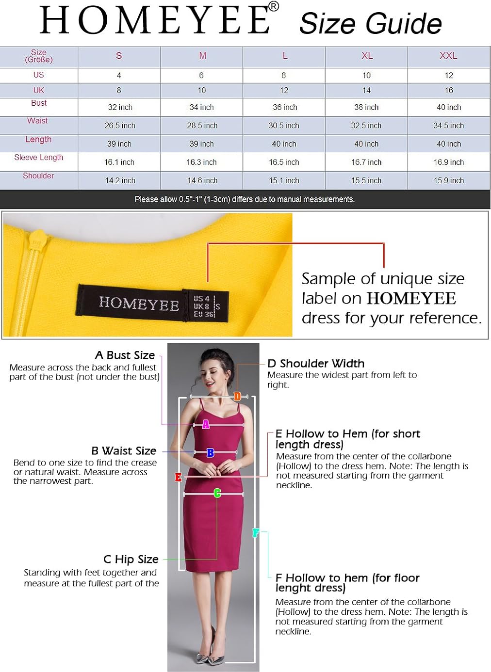 HOMEYEE Women's Chic V-Neck Lace Patchwork Flare Party Dress A062: Clothing