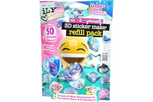 COMPOUND KINGS 3D Sticker Maker Kit for Girls and Boys, DIY Arts and Crafts Fun for Ages 6+, Creative Toy Gift Set Includes 50+ Custom Refills- Safari Party Pack | ILY Undersea Adventure
