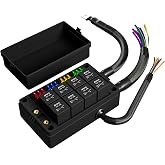DaierTek 12V Fuse Box and Relay Block, 8 Relay 12 ATC/ATO Blade Fuse Pre-Wired Panel Dustproof Pre-Wired Fuse Relay Box for Automotive Car Marine Boat
