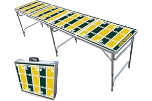 8-Foot Folding Portable Pong Table w/Optional Cup Holes & LED Lights - Green Bay Football Field (Choose Your Model)