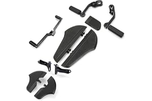 TOPRAMETAL For Harley Davidson Floorboards Touring Street Road Glide Passenger Defiance Floorboards Motorcycle Footboards (All Black, comb sets with highway pegs)