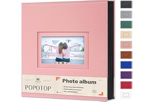 Popotop Photo Album 4x6 500 Pockets with Leather Hardcover Cover, Large Photo Album Binder Book with 50Pcs Pages for Family Travel Wedding Baby Gifts