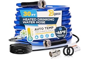Bipeoo 30FT Heated Water Hose for Rv,Heated Drinking Water Hose Antifreeze to -45°F,Great Rv Accessories for Campers,Livestock,Agriculture,Lead and BPA Free