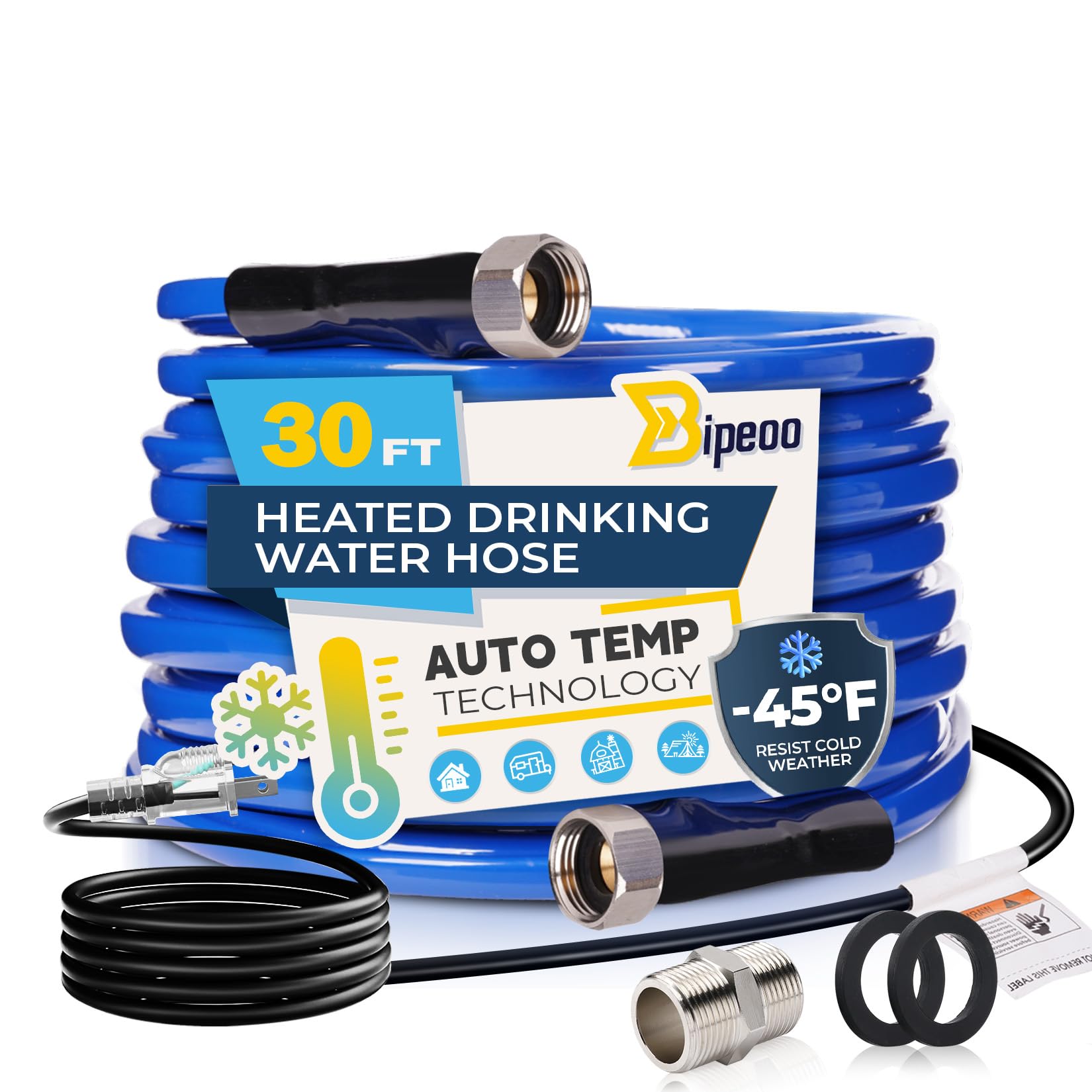 Photo 1 of Bipeoo 30FT Heated Water Hose for Rv,Heated Drinking Water Hose Antifreeze to -45°F,Great Rv Accessories for Campers,Livestock,Agriculture,Lead and BPA Free