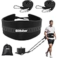 Bilbear Sled Pulling Belt,Adjustable Sled Training Waist Belt, Belt for Pulling with 2 Pulling Straps & 4 Hooks,Weight Sled Pull Belt for Tire Pulling, Squat,Leg Muscles Strength Training,Resistance Training,Core Power Workout